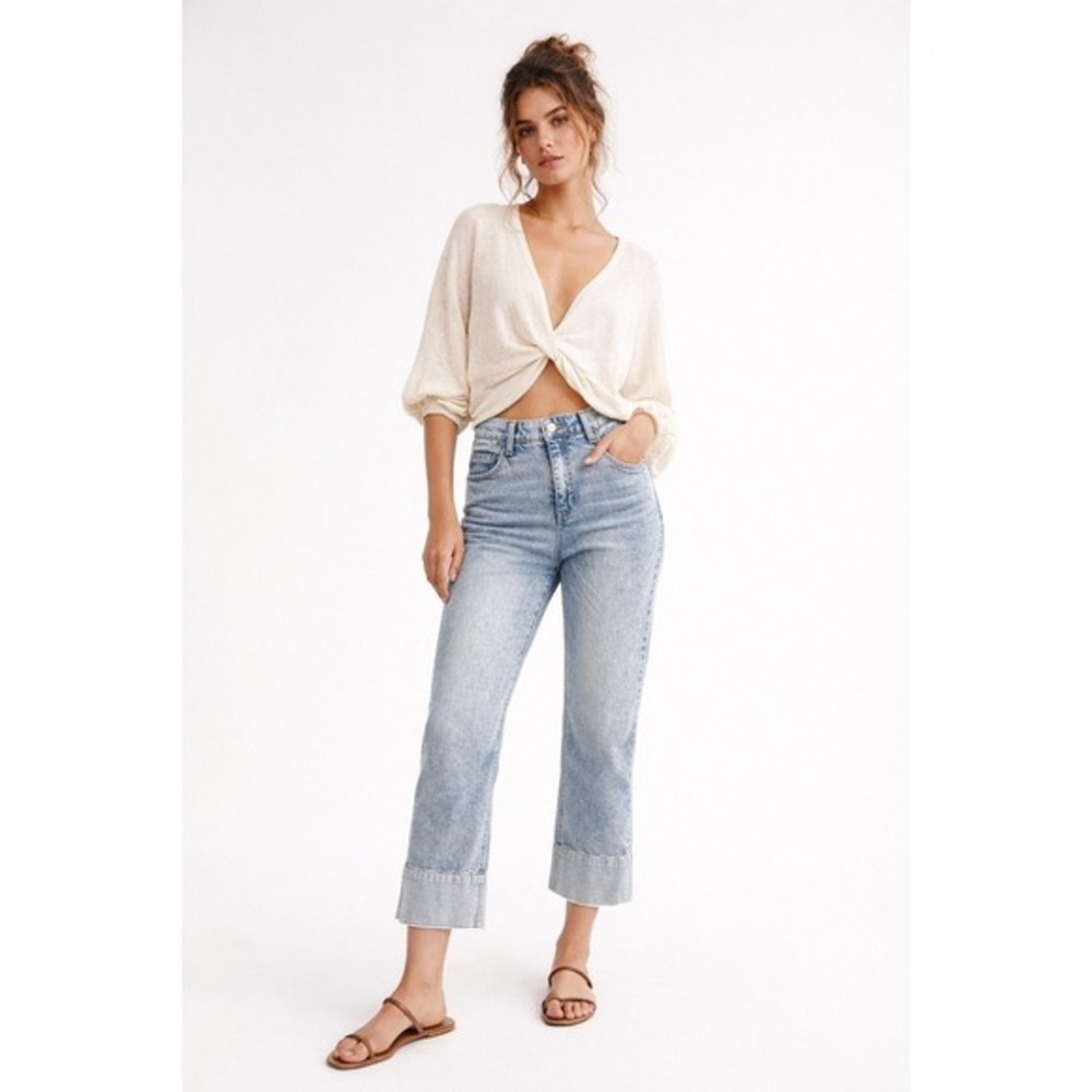 Wit & Wisdom High Rise Round‎ Up Boyfriend Jeans Indigo 8 NWT